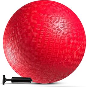 Bedwina Playground Ball - 8.5 Inch (1-Pack) Red Rubber Bouncy Inflatable Balls, w/Air Pump, for Kids & Adults, Indoor & Outdoor Games, Kickballs, Dodgeball, Four Square, Dodge Ball, Handball