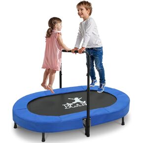 BCAN 56'' Kids Trampoline Indoor, Double Trampoline with Adjustable Handle for Kids,Max Load 250bls Mini Trampoline