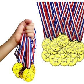 30 PCS Plastic Gold Medals for Awards Winner Award Gold Medals for Kids Sports, Party Decorations, Games, Competition, Gymnastic, Party Favors & Souvenirs