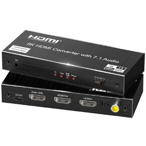 8K@60Hz 4K@120Hz HDMI 2.1 Audio Extractor Splitter with HDMI 7.1CH+Optical SPDIF/Coaxial 5.1CH+3.5mm Jack Audio Out, HDMI Audio Adapter Converter Support HDCP 2.3 VRR Compatible with Dobbly Soundbar