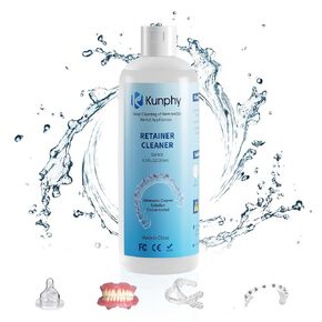 Retainer Cleaner Kunphy Ultrasonic Cleaner Solution-Professional Cleaning of Retainers, Invisible Aligners, Mouth Guards, Night Guards, Remove Odors, Discoloration & Stains 8.5oz