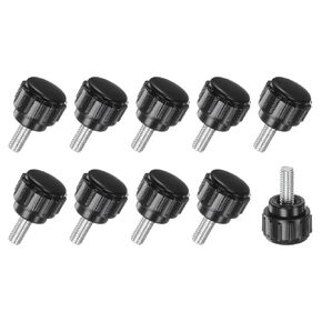 10-Pack Knurled Clamping Knobs, M8x30mm Male Thread Knurled Thumbscrew, Carbon Steel Screw on Knobs Grips for Machinery/Electronic/Furniture, Mounting Handle Bolts [Black]