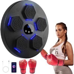 Music Boxing Machine, Smart Bluetooth Boxing Machine with Boxing Gloves for Home Workout Fitness, LED Electronic Wall Mounted Boxing Training Boxing Equipment, Home Workout Boxing Target Machine