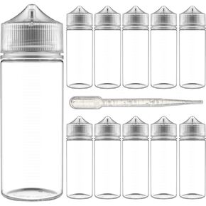 120mL V-3 Clear PET Unicorn Plastic Bottles (10 Pack) - Squeeze bottle, Juice Bottles Authentic Chubby Gorilla Dropper Bottle with Squeeze Dropper