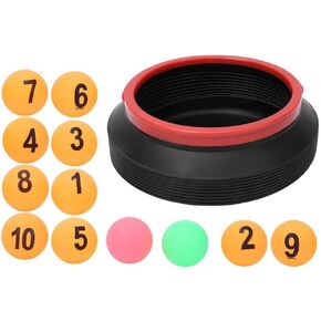 Alomejor Raffle Balls Number Set Number Printed Ping Pong Balls for Game Party with Folding Bucket and Yellow 1 10 Balls + 2 Color Balls