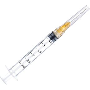 100 Pack 3ml Luer Lock with 25Ga 1 Inch Lab Supplies, Individual Package