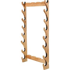 BiJun Sword Wall Mount, Katana Display Wall Mount 8-Tiers Sword Holder Stand Katana Stand Lightsaber Wall Mount Solid Wood Samurai Sword Hanger Stand Sword Display Mounts Holder Rack for Wall