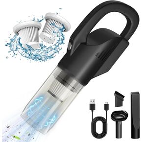 Handheld Vacuum Cordless Car Vacuum with Strong Suction, Portable Hand Held Vacuum Cleaner with 2 Filters, Small Lightweight Hand Car Vacuum Rechargeable for Pet Hair, Home, Office