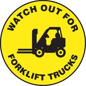 Accuform MFS706 Slip-Gard Adhesive Vinyl Round Floor Sign, Legend "Watch Out for Forklift Trucks", 17" Diameter, Black on Yellow