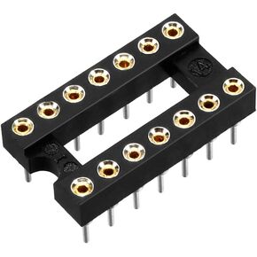 uxcell 2pcs DIP IC Chip Socket Adaptor Solder Type 2.54mm Pitch Dual Row 14 Round Pin 7.6mm Row Pitch