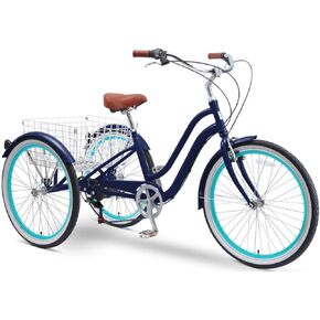 sixthreezero EVRYjourney 26 Inch 7-Speed Hybrid Adult Tricycle with Rear Basket