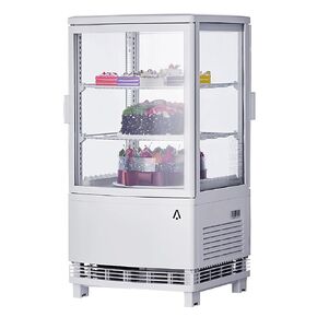 Commercial Refrigerator Display Case 2 Cu.FT, Two Glass Door Display Refrigerator Display Fridge, Countertop/Floor Refrigerator with LED Lighting, Adjustable Shelves, Double-Layered Glass