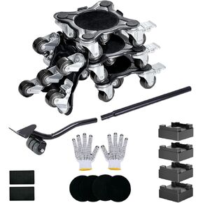 Furniture Dolly Set, Furniture Movers with 5 Wheels Heavy Duty, Carbon Steel Panel Heavy Duty Dolly, 360° Rotation with Brake, Double Bearings, Furniture Lifter Move Tool, 3306Lbs Load Capacity