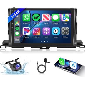 Hodozzy Android Car Stereo for Toyota Highlander 2015-2019 8 Core 2 Din with 2GB+64GB, 10.1 inch Touchscreen Car Radio with DSP GPS Navigation Carplay Android Auto Mirror Link WiFi Bluetooth FM/RDS