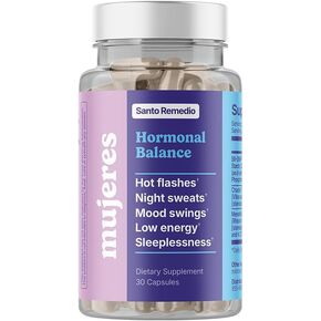 Santo Remedio Hormonal Balance, Dietary Supplement, Relief for Menopause Symptoms, Helps Reduce Hot Flashes, Night Sweats, and Mood Swings, Clinically Proven Ingredients, Hormone-Free, 30 Servings