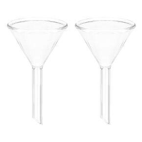 PATIKIL 73mm Glass Funnel, 2 Pack Short Stem Scientific Borosilicate Glass Heavy Wall Funnel for Filling Water Bottle Home Lab Kitchen Use