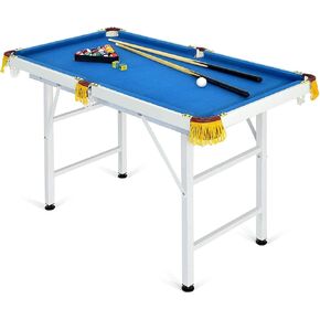LDAILY 47"/48" Billiard Table Set, Portable Pool Ball Game with 2 Cue Sticks, 2 rubs & 16 Balls, Pocket Holders, Triangle Gauge, Brush, Mini Tabletop Pool Set for Kids Adult