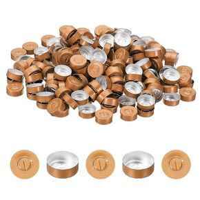 PATIKIL 20mm Flip Off Caps, 200 Pcs Flip Off Caps Flip Off Seals Flip Off Vial Seals Plastic Aluminum Caps Cover for Glass Vial Bottle, Gold Tone