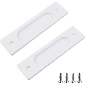 6" Sliding Barn Door Handle,Flush Pulls Set Heavy Duty Finger Pull for Drawers Cabinet Garages,2 Pcs,White