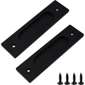 6" Sliding Barn Door Handle,Flush Pulls Set Heavy Duty Finger Pull for Drawers Cabinet Garages,2 Pcs,White