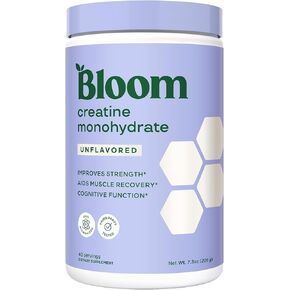 Bloom Nutrition Creatine Monohydrate Powder, 5g Micronized Creatine per Serving, Supports Muscle Recovery, Strength, Endurance, Pre or Post Workout, Gluten Free, Non GMO, Raspberry Lemon, 40 SVG, 9 oz