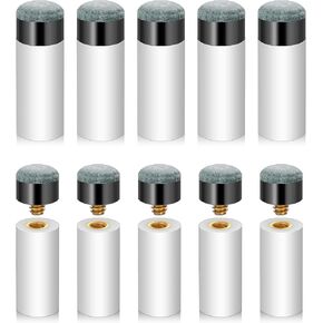 10 Sets of Billiard Cues Tips Replacement with White Pool Cue Stick Ferrules, Billiard Cues Tips, Blue Screw On Pool Cue Tips Pool cue Tips Replacement kit（12mm）