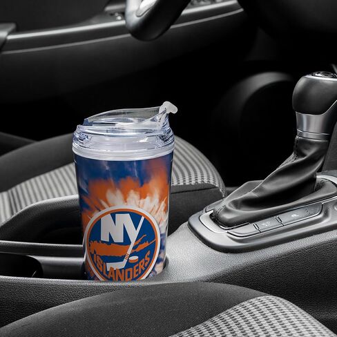 Rico Industries NHL Hockey New York Rangers Team Color Tie Dye 24oz Metallic Acrylic Tumbler with Hinged Lid, Officially Licensed Double Wall Tumbler with Straw in Saudi Arabia