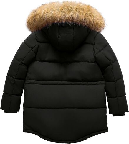 Boy's Winter Coat Waterproof Kids Puffer Jacket Thicken Parka Fleece Lined Bubble Ski Snow Outerwear with Fur Hood in Kuwait