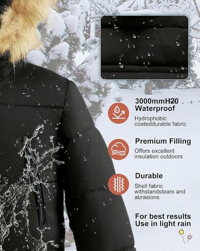 Boy's Winter Coat Waterproof Kids Puffer Jacket Thicken Parka Fleece Lined Bubble Ski Snow Outerwear with Fur Hood in Kuwait