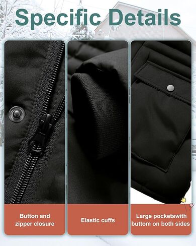 Boy's Winter Coat Waterproof Kids Puffer Jacket Thicken Parka Fleece Lined Bubble Ski Snow Outerwear with Fur Hood in Kuwait