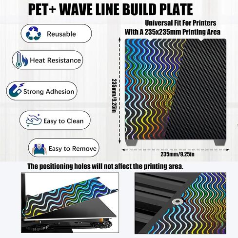 لوحة بناء نمط المشكال السلس + Skynet لـ Creality K1/ K1C/Ender 3 S1/Ender 5 S1/Ender 3 S1 Pro/Ender 3 V3 KE/Ender 3 V3 SE، منصة طابعة ثلاثية الأبعاد بلوحة فولاذية زنبركية مرنة 235 × 235 مم in Kuwait