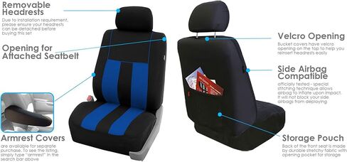 مجموعة FH Group Combo المكونة من ثلاثة صفوف من أغطية مقاعد السيارة المخططة الرائعة 7 مقاعد مع غطاء عجلة القيادة ومنصات حزام الأمان - تناسب عالمي لمعظم السيارات والشاحنات وسيارات الدفع الرباعي أو الشاحنات الصغيرة رمادي/أسود in Kuwait