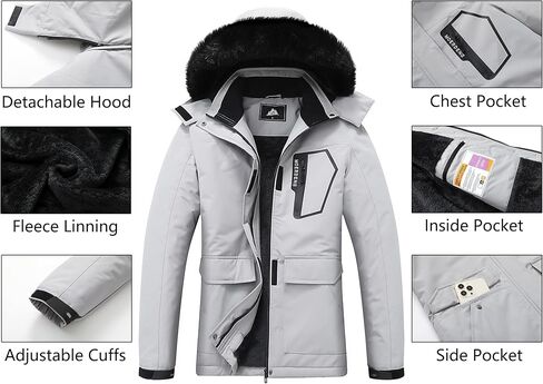 MOERDENG Women's Ski Jacket Waterproof Warm Winter Coat Hooded Snowboarding Jacket Versatile for Hiking & Winter Activities in Kuwait