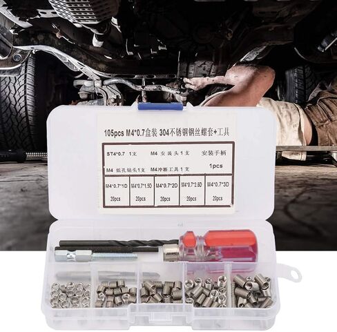 YWBL-WH 105Pcs Stainless Steel Wire Screw Sleeve Thread Repair Insert Tool Set (M4*0.7), Comprehensive Tool Set in Saudi Arabia