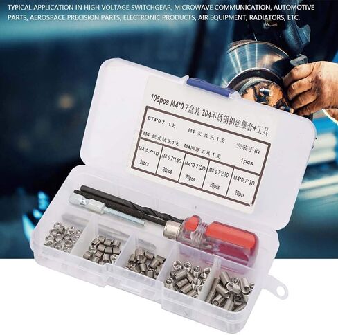 YWBL-WH 105Pcs Stainless Steel Wire Screw Sleeve Thread Repair Insert Tool Set (M4*0.7), Comprehensive Tool Set in Saudi Arabia