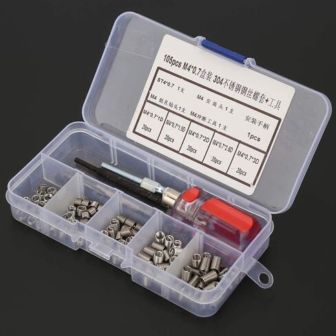 YWBL-WH 105Pcs Stainless Steel Wire Screw Sleeve Thread Repair Insert Tool Set (M4*0.7), Comprehensive Tool Set in Saudi Arabia