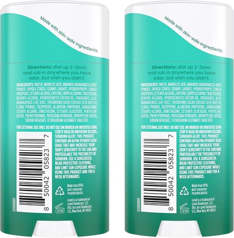 Lume Whole Body Deodorant - Invisible Cream Stick - 72 Hour Odor Control - Aluminum Free, Baking Soda Free, Skin Safe - 2.2 Ounce (Pack of 2) (Minted Cucumber) in Saudi Arabia