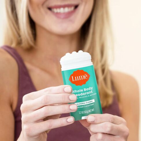 Lume Whole Body Deodorant - Invisible Cream Stick - 72 Hour Odor Control - Aluminum Free, Baking Soda Free, Skin Safe - 2.2 Ounce (Pack of 2) (Minted Cucumber) in Saudi Arabia