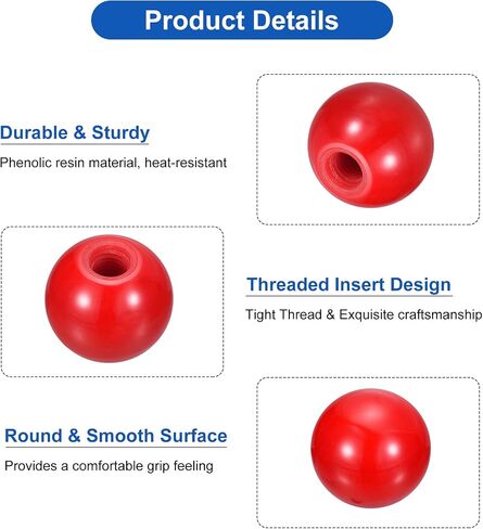 uxcell 6Pcs Threaded Ball Knobs, M8 Female Thread Phenolic Thermoset Ball Knob 20mm Dia Round Operation Ball Handles for Machine Lever Handle, Black in Saudi Arabia