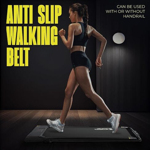 Under Desk Treadmill with Handrail Black, Stay Active with Portable Walking Pad, Compact Walking Pad Treadmill for Office and Home, Easy Assembly Walking Treadmill with 250 lb Weight Capacity in Saudi Arabia
