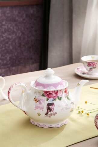 London Boutique Porcelain Teapot Sugar Bowl and Cream Milk Jug Shabby Chic Vintage Floral in Gift box 40oz (Cream & Sugar Set Rose Pink) in Saudi Arabia