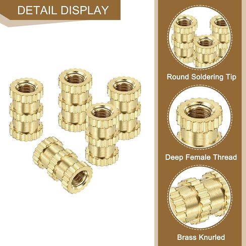 uxcell 200Pcs M5x10x7mm Knurled Insert Nut, Brass Double-Pass Insert Embedment Nuts 3D Printing Brass Nuts for 3D Printing Parts Laptop Automotive Plastic Shell in Saudi Arabia
