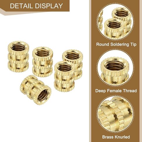 uxcell 200Pcs M5x10x7mm Knurled Insert Nut, Brass Double-Pass Insert Embedment Nuts 3D Printing Brass Nuts for 3D Printing Parts Laptop Automotive Plastic Shell in Saudi Arabia