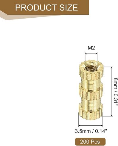 uxcell 200Pcs M5x10x7mm Knurled Insert Nut, Brass Double-Pass Insert Embedment Nuts 3D Printing Brass Nuts for 3D Printing Parts Laptop Automotive Plastic Shell in Saudi Arabia