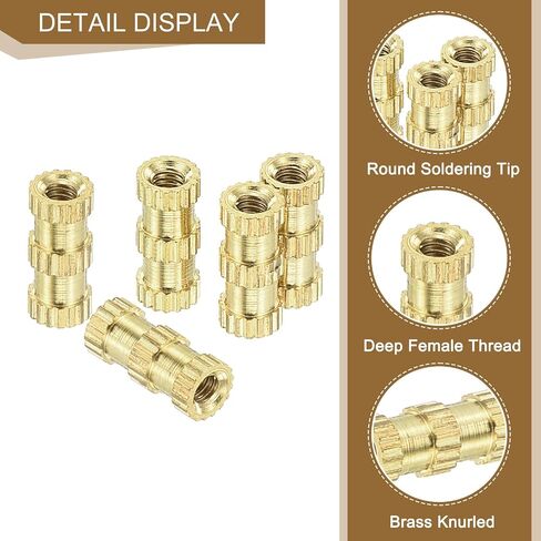 uxcell 200Pcs M5x10x7mm Knurled Insert Nut, Brass Double-Pass Insert Embedment Nuts 3D Printing Brass Nuts for 3D Printing Parts Laptop Automotive Plastic Shell in Saudi Arabia