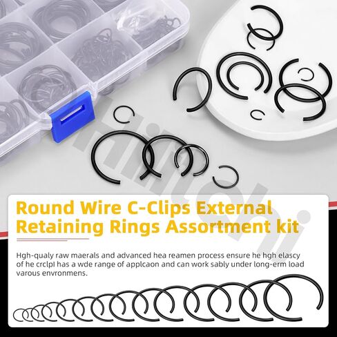 Hilitchi 150PCS Round Wire C-Clips 10 Sizes GB895.2 Retainer Clip Black Internal Snap Rings Round Wire Snap Rings Assortment Kit for Hole Shaft in Saudi Arabia
