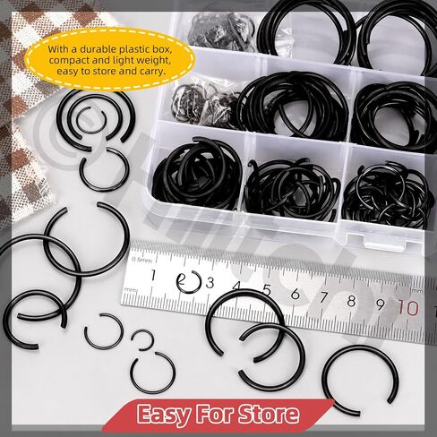 Hilitchi 150PCS Round Wire C-Clips 10 Sizes GB895.2 Retainer Clip Black Internal Snap Rings Round Wire Snap Rings Assortment Kit for Hole Shaft in Saudi Arabia