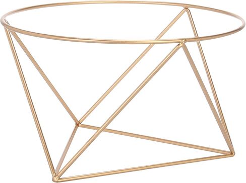MyGift 10-Inch Gold Tone Metal Pizza Stand Riser with Geometric Design, Serving Plate Holder in Saudi Arabia