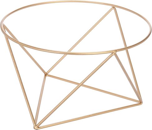 MyGift 10-Inch Gold Tone Metal Pizza Stand Riser with Geometric Design, Serving Plate Holder in Saudi Arabia