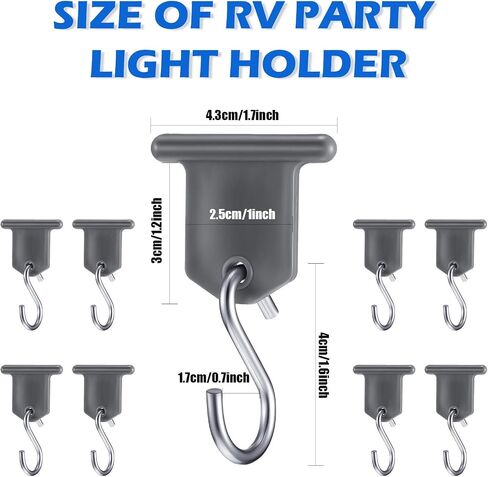 BBTO RV Awning Hooks for Lights Camping Awning Accessory Hangers Plastic Metal S Shaped Gray Hooks Set Camper Light Support Hanger for Camping Tent Indoor Outdoor Decor (14 Pieces) in Saudi Arabia